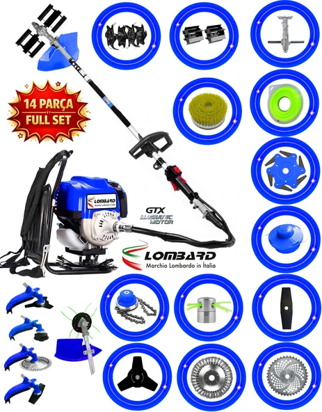 İtaly 543 LB TURBO 14 Parça Full Set Sırt Tipi Benzinli Çalı Çim Biçme Tırpanı  Güçlü Yüksek Performans ürün görseli 1