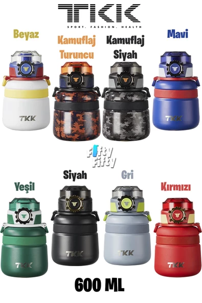 TKK 600 ML Çelik Su Matarası Çift Kullanım Pipetli/Rahat İçim 12 Saat Sıcak/24 Saat Soğuk Termos -2029-600ml ürün görseli 1