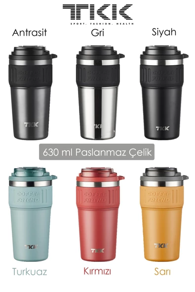 TKK 630 ML Özel Seri Çelik Mug Kahve Bardağı Pipetli/Rahat İçim 6 Saat Sıcak/12 Saat Soğuk Termos -2023 630ML ürün görseli 1