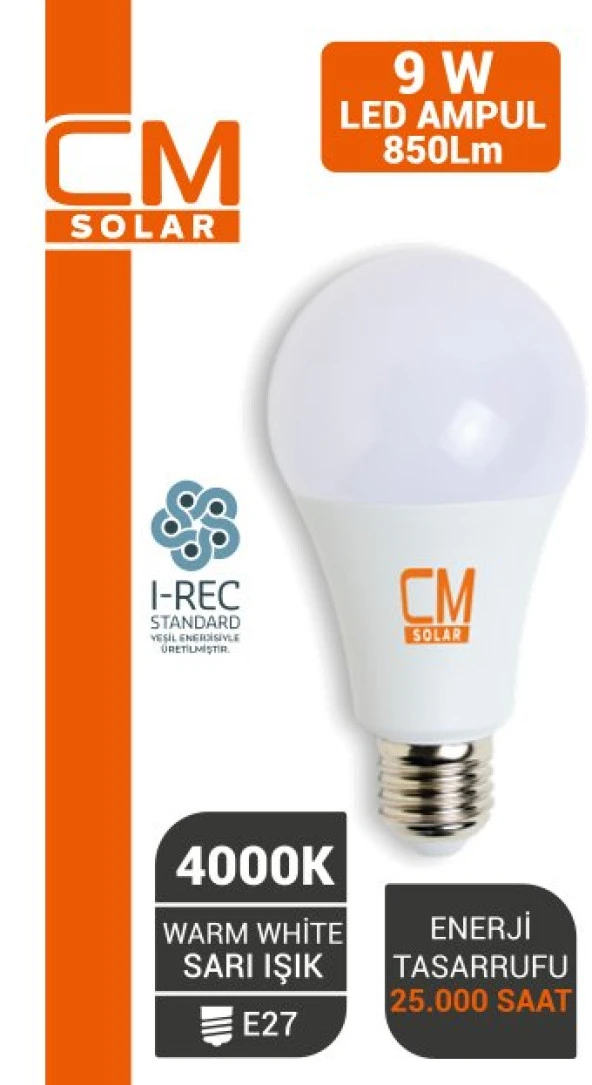 CMSOLAR 9W E27 DUY 4000K GÜN IŞIĞI LED EV AMPULÜ ürün görseli 1