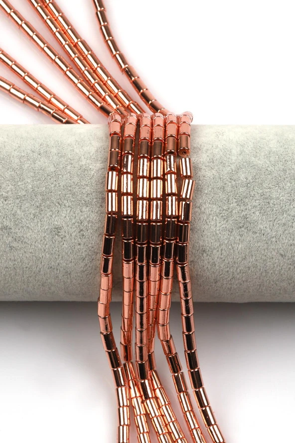 Rose Renkli Hematit Dizi 4 x 6 mm Silindir Kesim ürün görseli 1