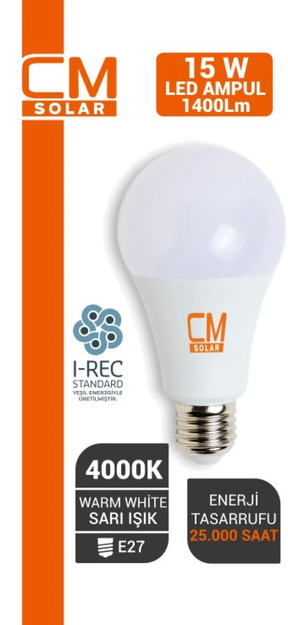 CMSOLAR 15W E27 DUY 4000K GÜN IŞIĞI LED EV AMPULÜ ürün görseli 1