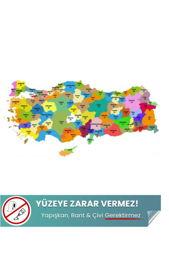 Türkiye Siyasi Haritası, Yüzeye Zarar Vermeyen Sihirli Akıllı Kağıt, Yaz Sil Harita ürün görseli 1