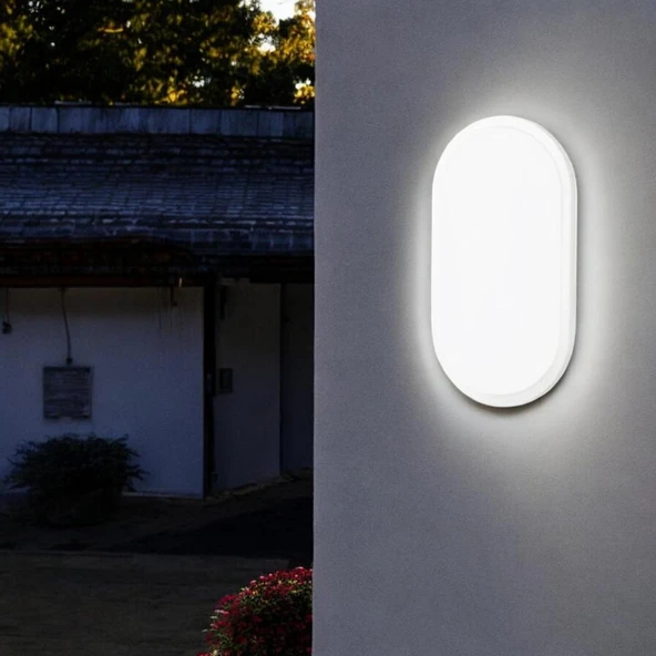 Horoz Aydos 20W Oval Beyaz Led Nem Su Geçirmez Banyo Bahçe Balkon Tavan Duvar Lambası Beyaz Işık ürün görseli 1