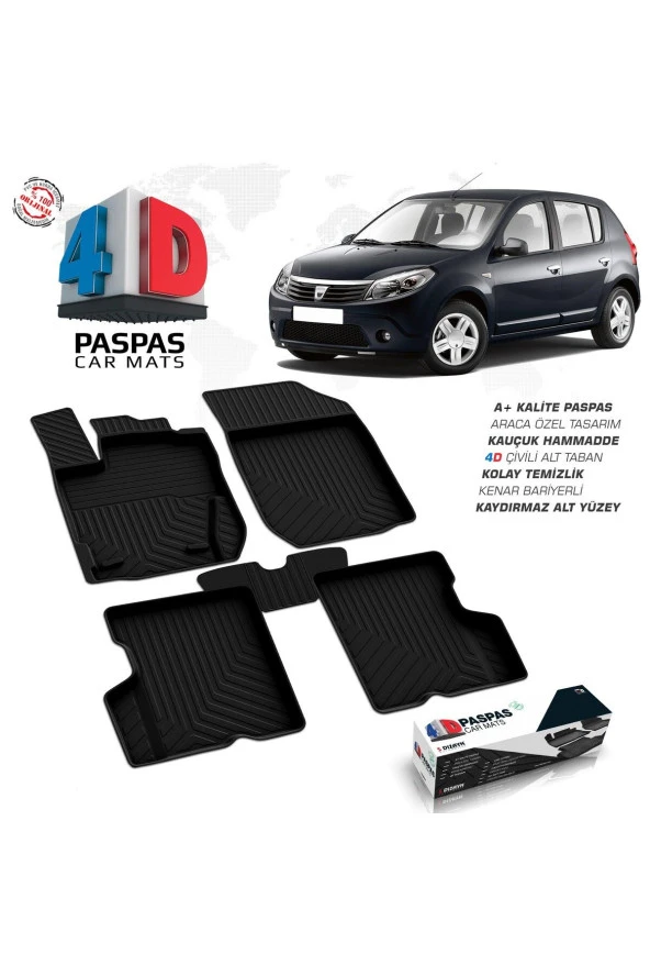 Dacia Sandero Uyumlu 4D Havuzlu Paspas 2008-2013 A+Kalite ürün görseli 1