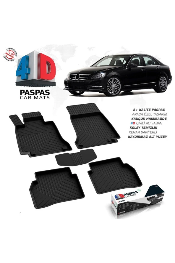 Mercedes C Serisi W204 4D Havuzlu Paspas 2007-2014 A+ Kalite ürün görseli 1