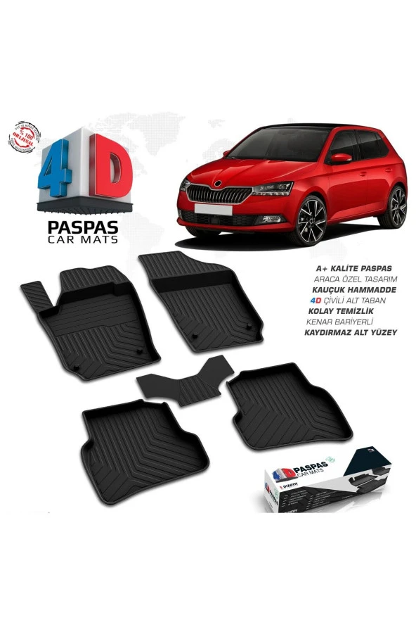 Skoda Fabia 4D Havuzlu Paspas 2018-2021 A+Kalite ürün görseli 1