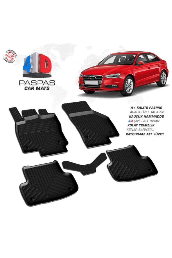 Audi A3 4D Havuzlu Paspas 2013 ve Üzeri HB SD A+Kalite ürün görseli 1