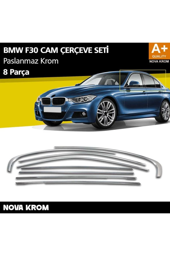 Bmw 3 Serisi F30 Krom Cam Çerçeve Seti 8 Prç 2012 Üzeri ürün görseli 1
