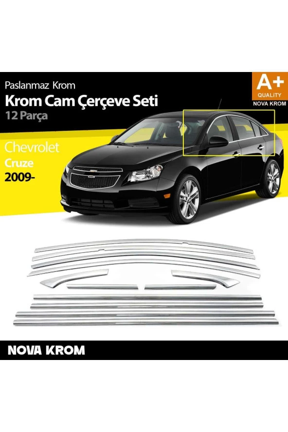 Chevrolet Cruze SD Krom Cam Çerçeve Seti 12 Prç 2009 Üzeri ürün görseli 1