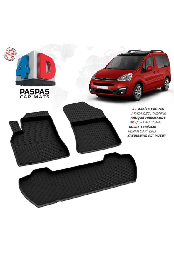 Citroen Berlingo 4D Havuzlu Paspas 2008-2018 90 HP A+Kalite ürün görseli 1
