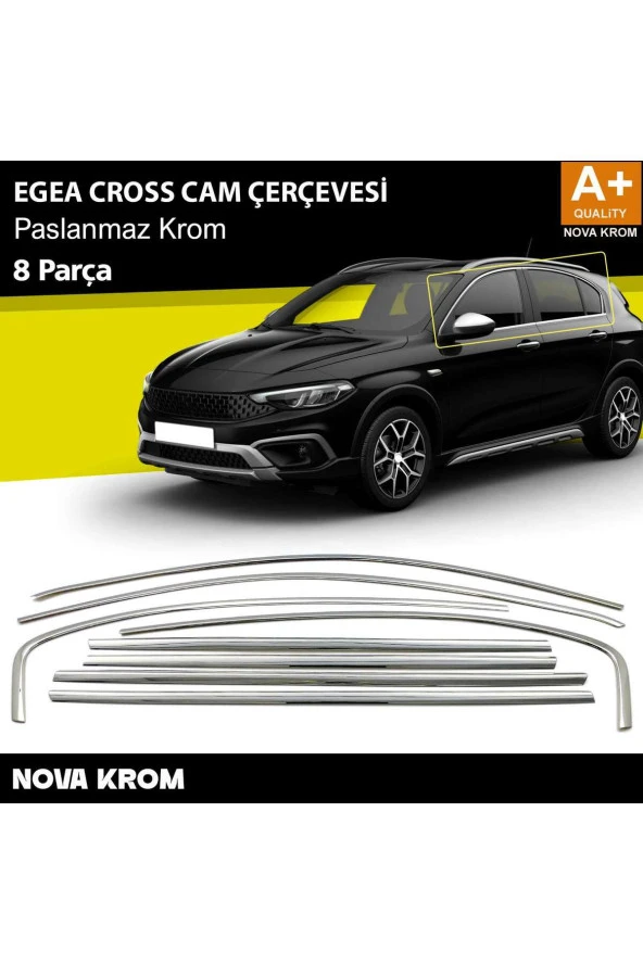 Fiat Egea Cross Krom Cam Çerçevesi 8 Prç. 2020 Üzeri Uyumlu ürün görseli 1