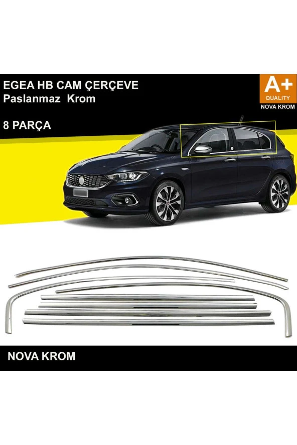 Fiat Egea HB Krom Cam Çerçevesi 8 Prç. 2015 Üzeri ürün görseli 1