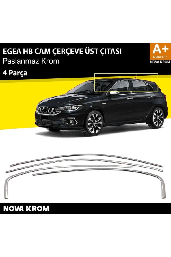 Fiat Egea HB Krom Cam Üst Çıtası 4 Prç. 2015 Üzeri ürün görseli 1