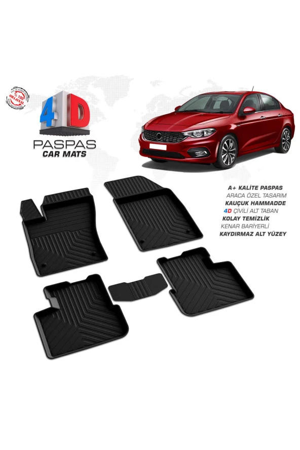 Fiat Egea SD 4D Havuzlu Paspas Siyah A+Kalite ürün görseli 1