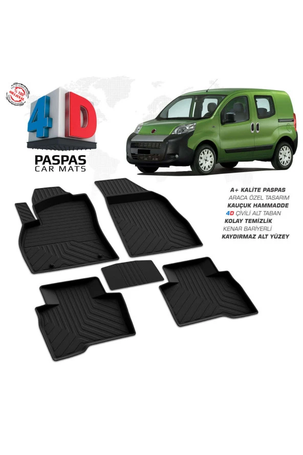 Fiat Fiorino 4D Havuzlu Paspas Siyah 2008-2017 A+Kalite ürün görseli 1