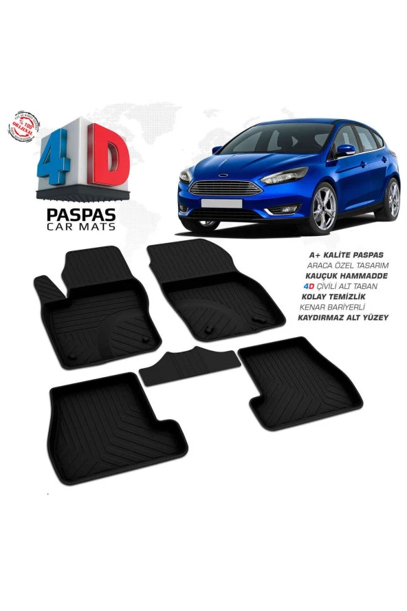 Ford Focus 3 Makyajlı HB 4D Havuzlu Paspas 2015-2018 A+Kalite ürün görseli 1