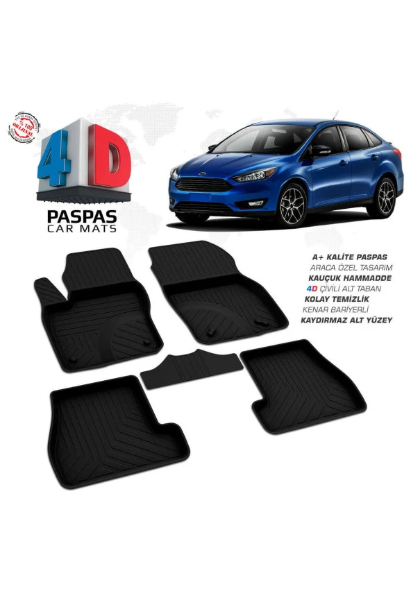 Ford Focus 3 Makyajlı SD 4D Havuzlu Paspas 2015-2018 A+Kalite ürün görseli 1