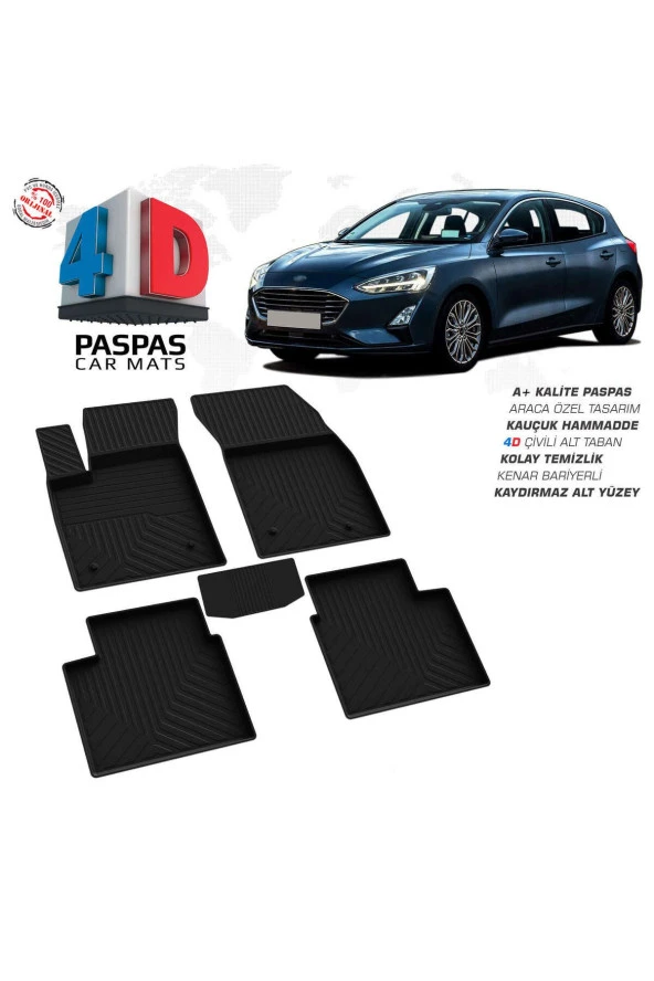 Ford Focus 4 HB 4D Havuzlu Paspas 2018 ve Üzeri A+Kalite ürün görseli 1
