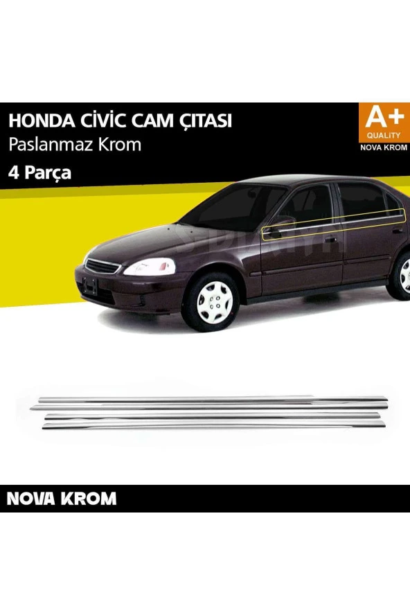 Honda Civic Krom Cam Çıtası 4 Prç 1998-2002 ürün görseli 1