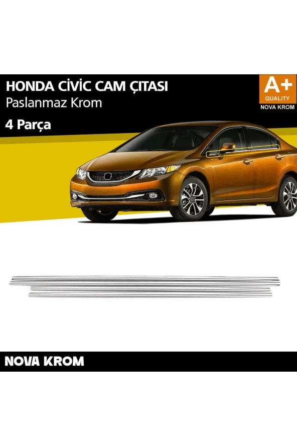 Honda Civic Krom Cam Çıtası 4 Prç 2012-2016 ürün görseli 1