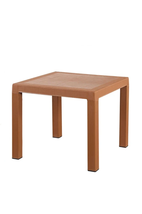 Almina Bambu Rattan Masa 90X90 Camsız Badem Renk ürün görseli 1