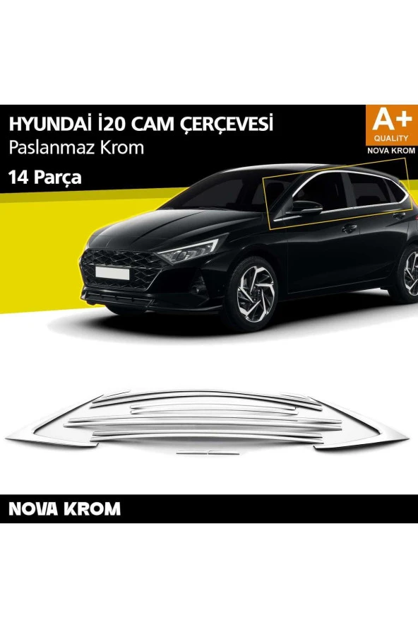 Hyundai i20 Krom Cam Çerçevesi 14 Prç. 2020 Üzeri ürün görseli 1