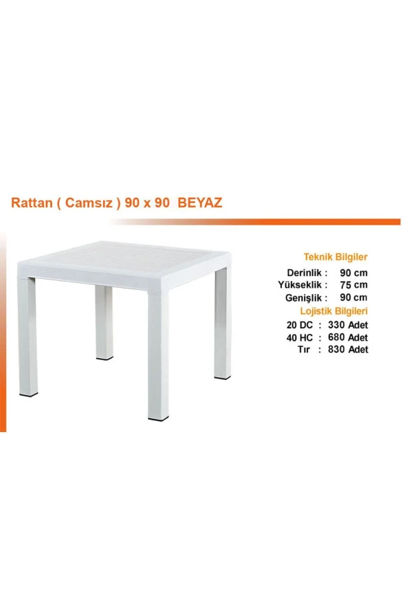 Almina Bambu Rattan Masa 90X90 Camsız - Resim 2