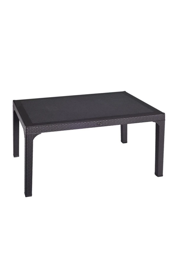 Almina Bambu Rattan Masa 80X140 Kahverengi Camlı Masa ürün görseli 1