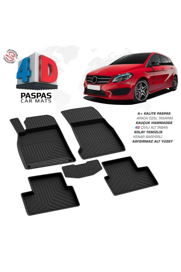 Mercedes B Serisi W246 4D Havuzlu Paspas 2012 ve Üzeri A+Kalite ürün görseli 1