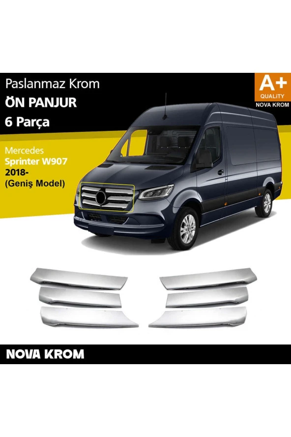 Mercedes Sprinter W907 Krom Ön Panjur Geniş Model 6 Prç 2018 Üzeri ürün görseli 1
