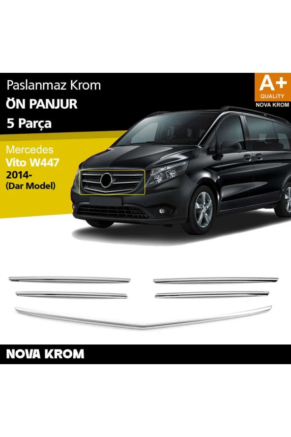 Mercedes Vito W447 Krom Ön Panjur Dar Model 5 Prç. 2014-2020 ürün görseli 1