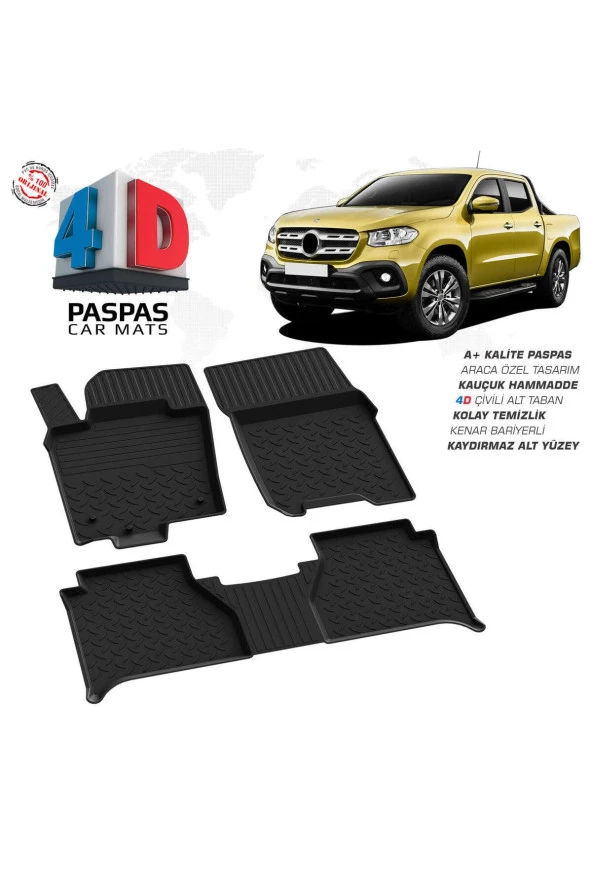 Mercedes X-Class 4D Havuzlu Paspas 2017 Üzeri A+Kalite ürün görseli 1