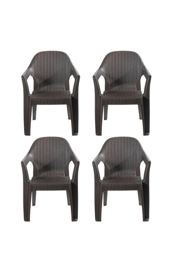 Almina Rattan Sandalye Kollu Bahçe Balkon Ve Teras Sandalyesi 4 Adet ürün görseli 1