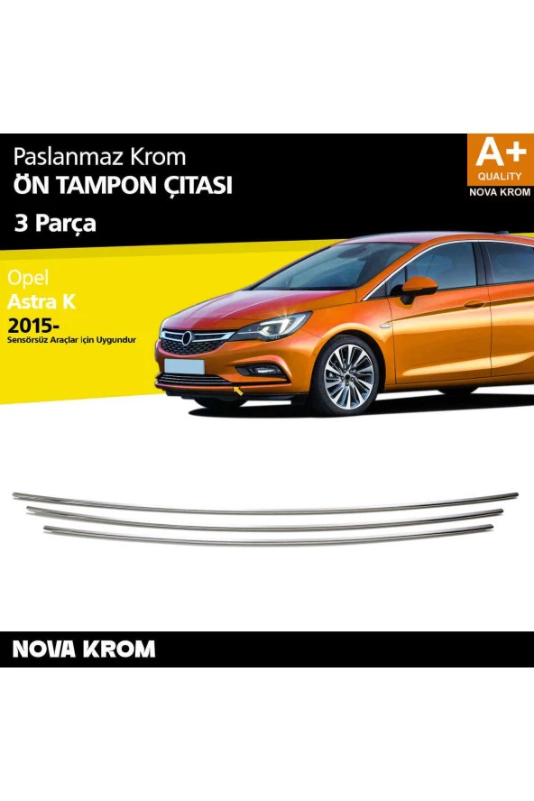 Opel Astra K HB Krom Ön Tampon Alt Çıtası 3 Prç 2015 Üzeri (Sensörsüz) ürün görseli 1