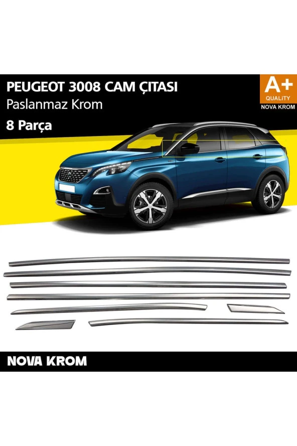 Peugeot 3008 Krom Cam Çıtası 8 Prç. 2016 Üzeri ürün görseli 1