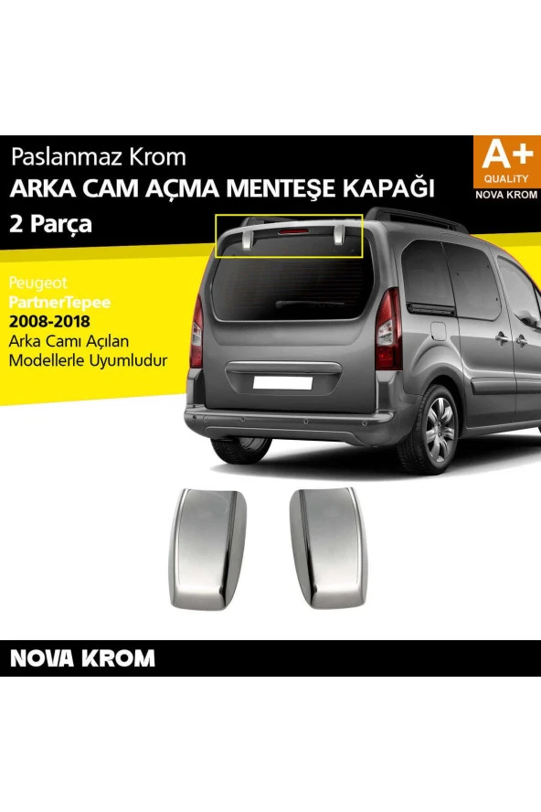 Peugeot Partner Tepee Krom Arka Cam Açma Menteşe Kapağı 2 Prç 2008-2018 ürün görseli 1