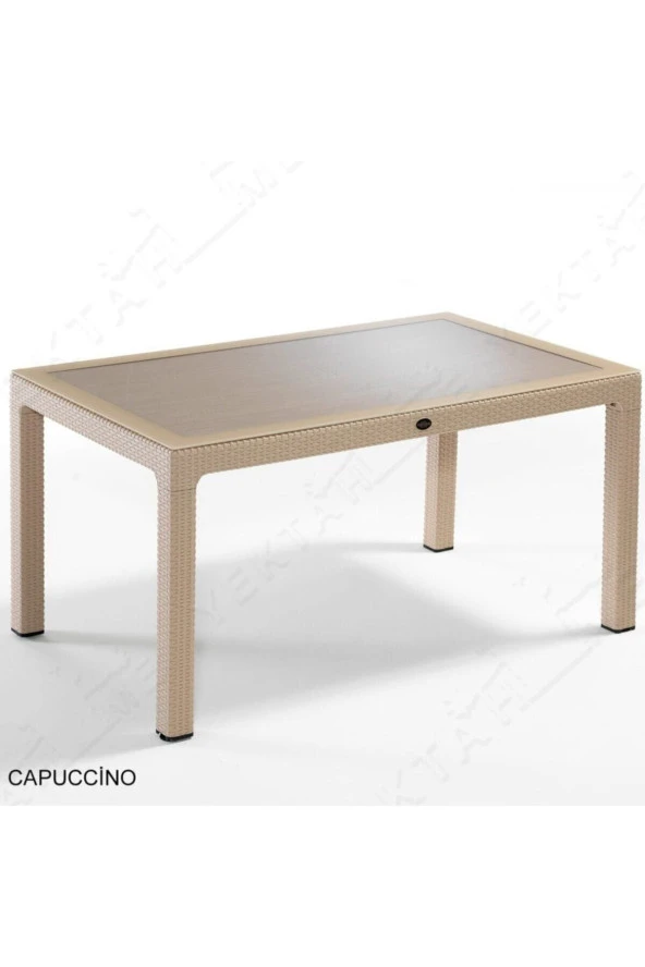 Almina Premium Rattan Masa Takımı 80X140 Cm 6 Sandalyeli Camlı Dikdörtgen Masa Takımı ürün görseli 1