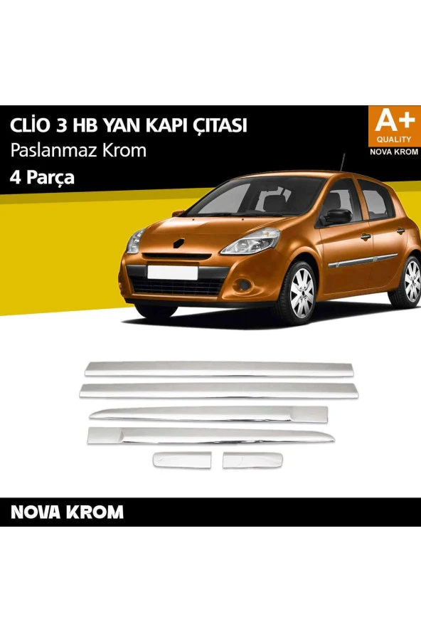 Renault Clio 3 HB Krom Yan Kapı Çıtası 6 Prç 2006-2012 ürün görseli 1