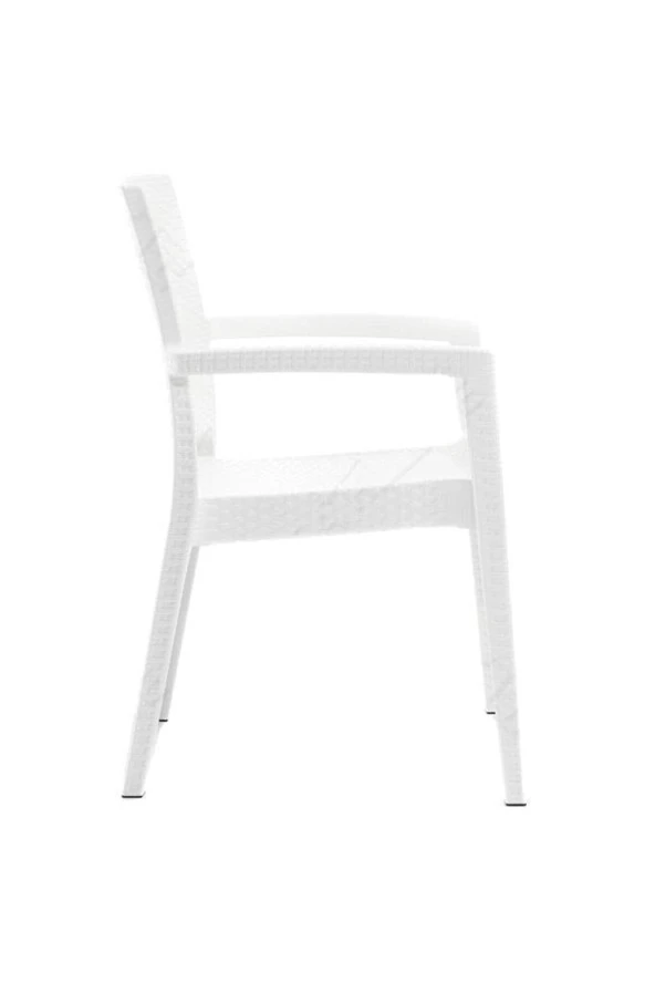 Almina Rattan Takım 90X90 Cm Trend Lüx Camlı Masa 4 Adet Kollu Sandalye ürün görseli 1