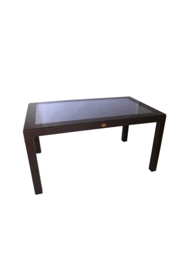 Capissi Rattan Camlı Masa Takımı 90X150 Ölçü Masa 6 Adet Bambu Rattan Koltuk ürün görseli 1