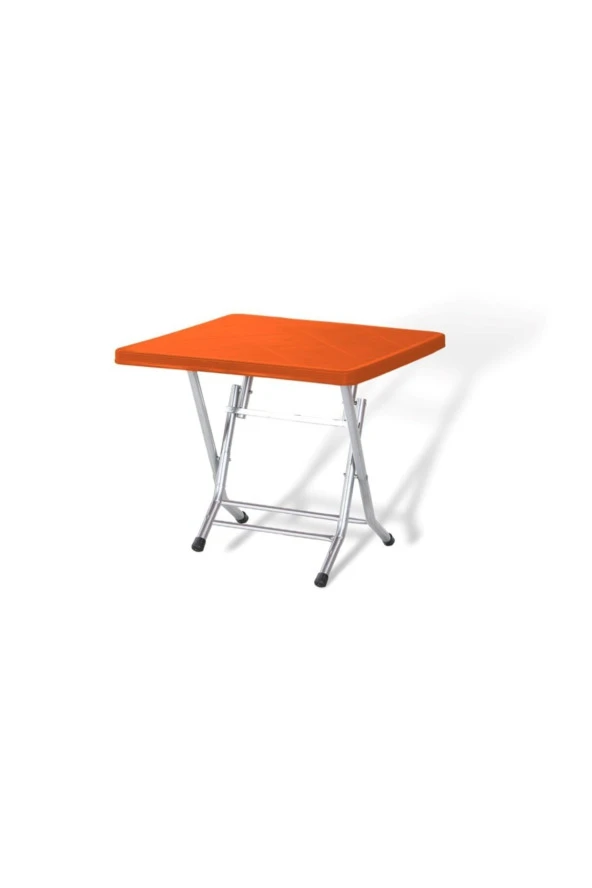Metal Ayaklı Katlanır Masa 80X80 Cm 4 Adet Sandalye Takımı Turuncu ürün görseli 1