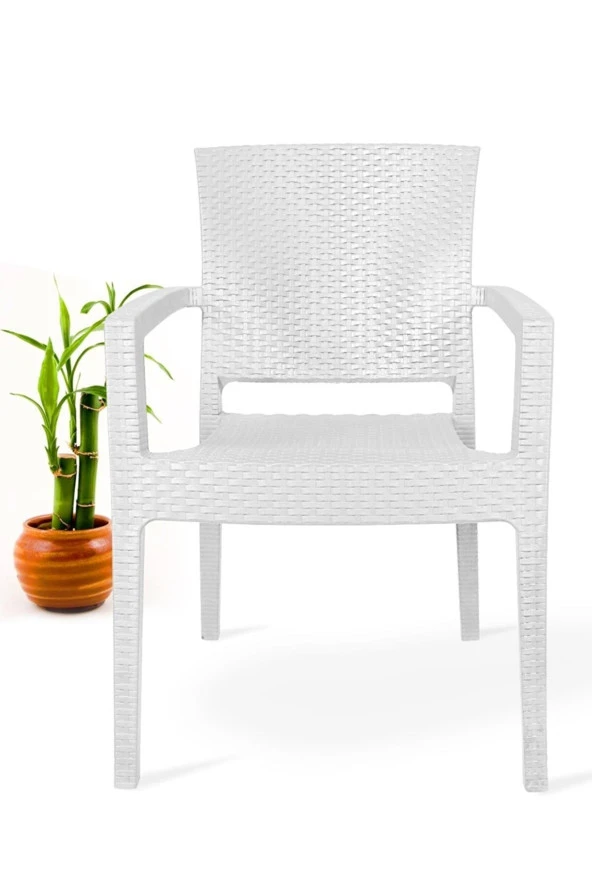 Premium Rattan Masa Takımı 90X90Cm Bahçe Mobilyası Ve Masa Takımı Beyaz ürün görseli 1