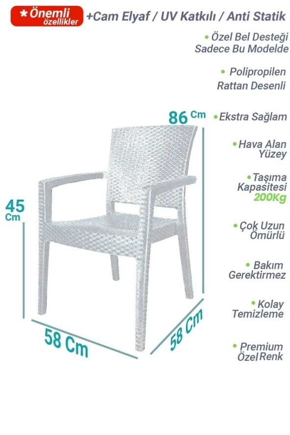 Capissi Rattan Masa Takımı 90X150 Camlı Masa 6 Kişilik Sandalye Masa Takımı ürün görseli 1