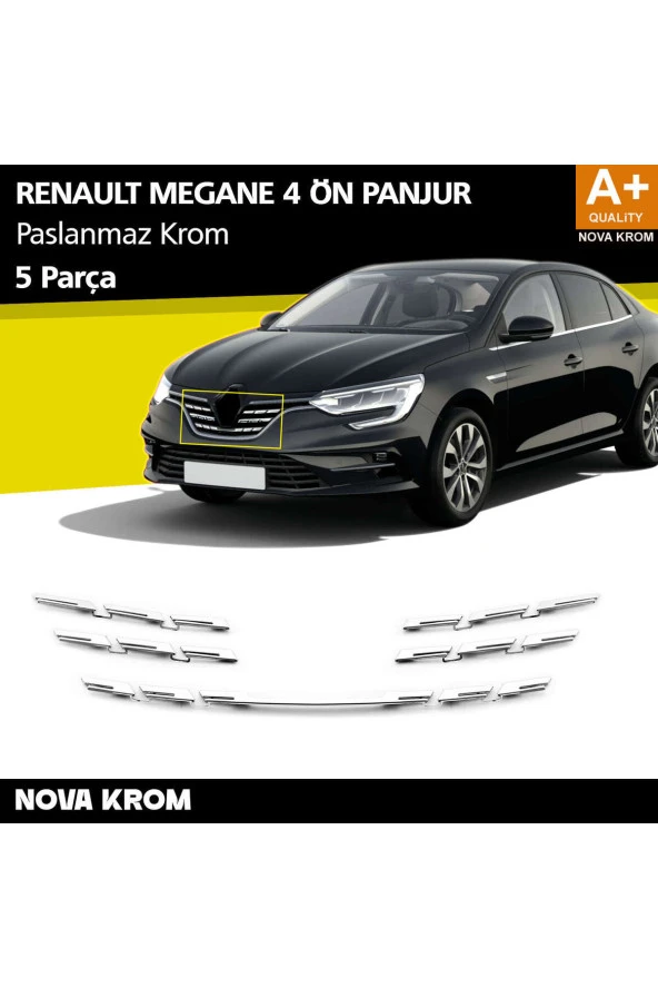Renault Megane 4 Krom Ön Panjur 5 Prç. 2020 Üzeri ürün görseli 1