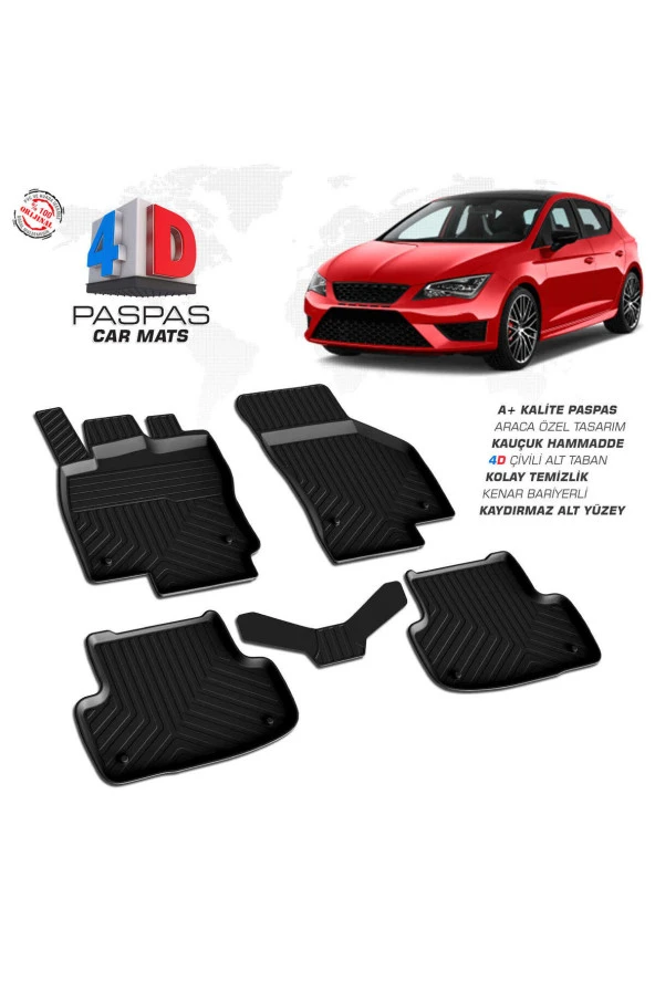Seat Leon 4D Havuzlu Paspas 2013-2020 A+Kalite ürün görseli 1