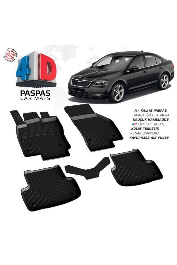 Skoda Octavia A7 4D Havuzlu Paspas 2013-2020 A+Kalite ürün görseli 1