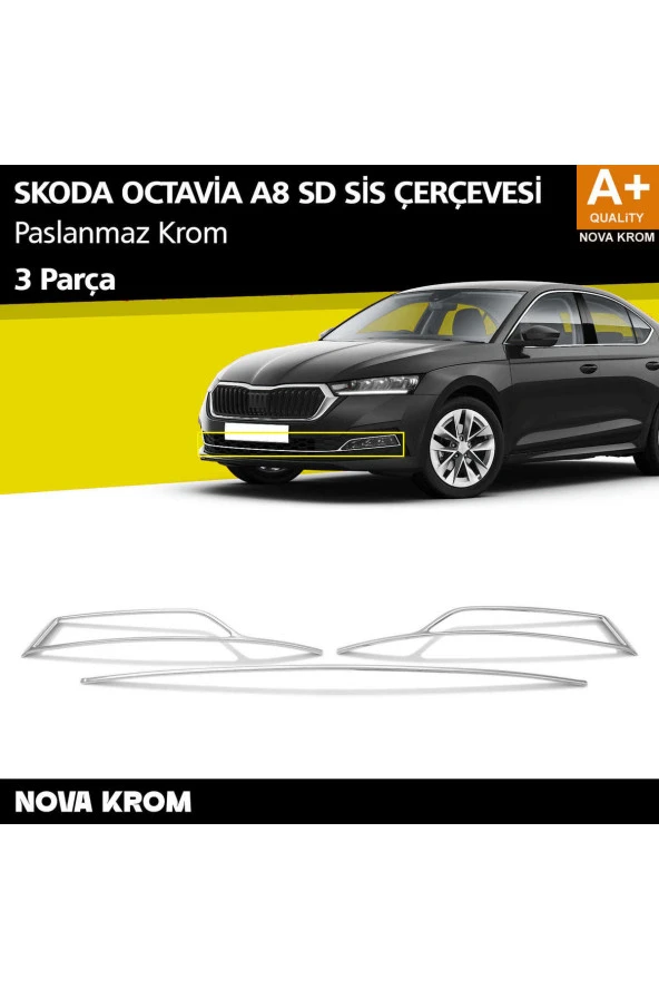 Skoda Octavia A8 Krom Sis Çerçevesi 3 Prç. 2020 Üzeri ürün görseli 1