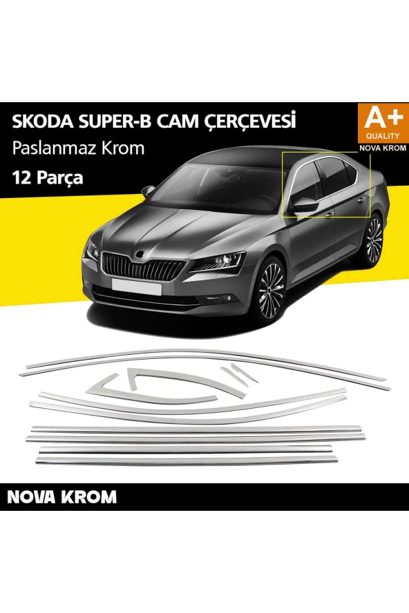 Skoda Superb Krom Cam Çerçeve Seti 12 Prç 2015 Üzeri ürün görseli 1