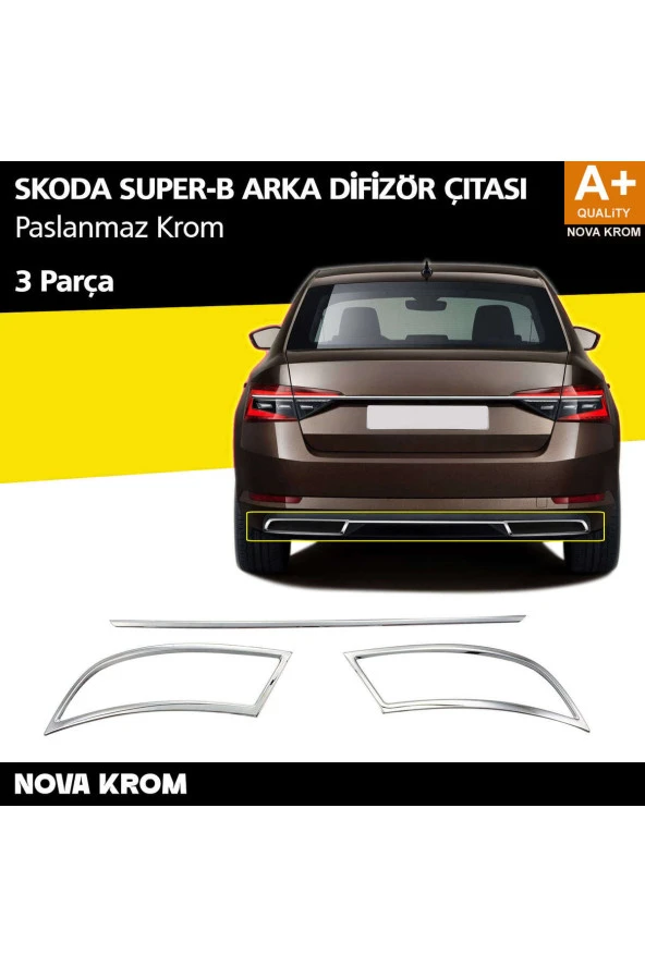 Skoda Superb Krom Egzoz Çıkışı 3 Parça Set 2020 ve Üzeri ürün görseli 1